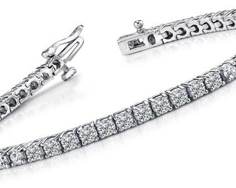 32.04 ct Gold Plated Ladies Round Cut Cubic Zirconia Tennis Bracelet in 925 kt Silver