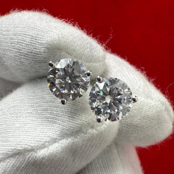 Orecchini A Perno In Moissanite 2 Ct VVS1 D-E 925 Argento - Foto 7