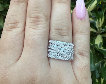 1.80 ct Diamond Cluster Ring, Multi Stone Diamond Cocktail Ring, Luxury Statement Ring, 14K White Gold Ring for Women