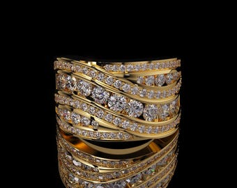 2.15 CTW Round Cut Diamond Anniversary Ring, Prong Set Diamond Wedding Band for Women, Luxury Stackable Diamond Band