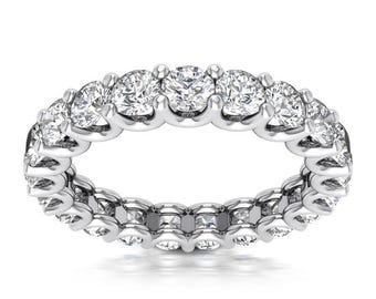 2.25 ct Round Cut Diamond Eternity Wedding Band Ring in 14 kt White Gold