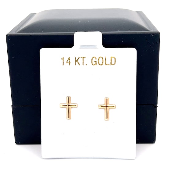 Cross Stud Oorbellen in 14k Solid Gold, Cadeau Oorbellen voor haar, Cross Oorbellen, Tiny Studs