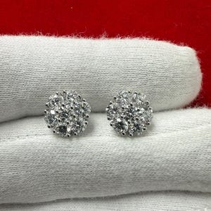2.00 Ct Round Cut Diamond Studs Earings, 14Kt Gold Diamond Stud Cluster Diamond Earrings, Natural Diamond Earrings