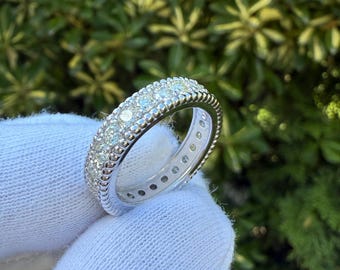 2.02 ct Round Cut Diamond Eternity Wedding Band Ring in 14 kt White Gold