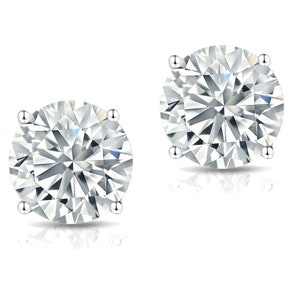 Moissanite Stud Earrings • 14K Gold Solid • Round Cut • Moissanite Stud • Silver Stud Earrings • Moissanite Earring • Martini Setting
