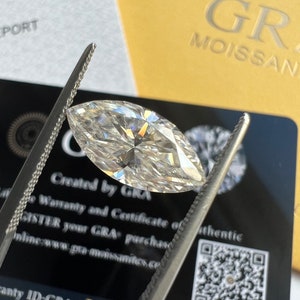 GRA Certified Loose Moissanite Marqise Cut Stones D VVS1 Sizes 5x10 mm 6x12 mm 7x14 mm USA Stock image 2