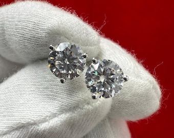 0.50 ct to 5.50 ct Round Cut Moissanite Martini Setting Stud Earrings in Screw Back