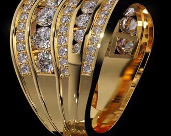 2.15 CTW Round Cut Diamond Anniversary Ring, Prong Set Diamond Wedding Band for Women, Luxury Stackable Diamond Band