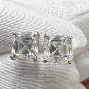 1.20 ct to 5.00 ct Asscher Cut Moissanite Stud Earrings in Push Back