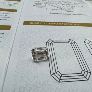 GRA Certified Loose Moissanite Emerald Cut Stones D VVS1 Sizes 4x6 mm 5x7 mm 6x8 mm 7x9 mm USA Stock image 4