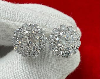 4.80 ct Lad-Grown Diamond Stud Earrings • 14K Gold Solid • Round Cut • Stud • Stud Earrings • Bridal