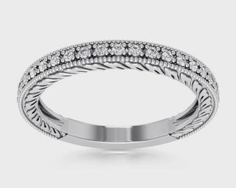 0.31 ct Round Cut Diamond Wedding Band Ring in 14 kt White Gold