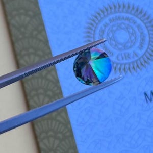 Zertifizierte lose Regenbogen Blau Moissanite Rundschliffsteine VVS1 Alle Größen 3 - 15 mm USA Lager Bild 2
