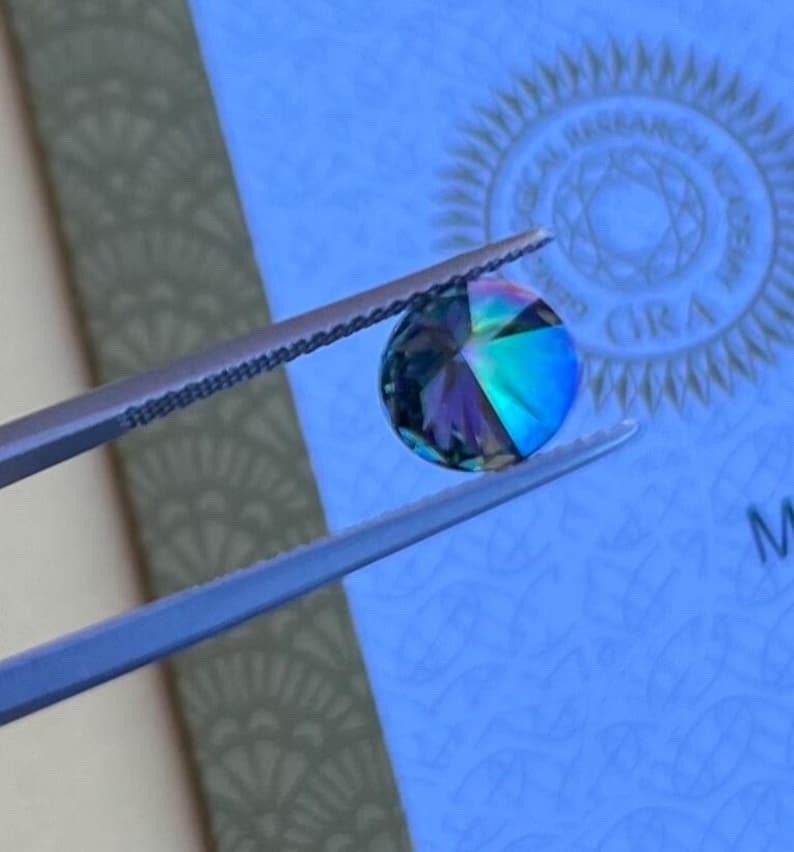 Zertifizierte lose Regenbogen Blau Moissanite Rundschliffsteine VVS1 Alle Größen 3 - 15 mm USA Lager Bild 2