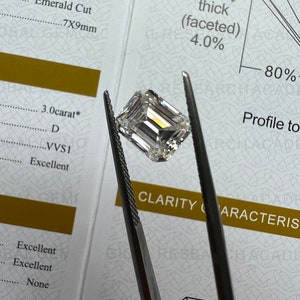 GRA Certified Loose Moissanite Emerald Cut Stones D VVS1 Sizes 4x6 mm 5x7 mm 6x8 mm 7x9 mm USA Stock image 7