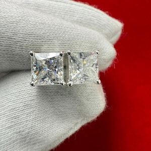 Certified 1.60 ct to 4.00 ct Princess Cut Moissanite Stud Earrings in Push Back