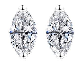 GRA Certified 1.00 ct to 14.00 ct Marquise Shape Moissanite Stud Earrings in Screw Back