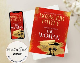 Inbjudan till bokklubben Kvinnorna av Kristin Hannah | Bokfest för tjejkväll | Canva-mall