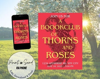 A Night in Prythian – ACOTAR Book Club Invitation | Sarah J. Maas Inspired (Canva Template)