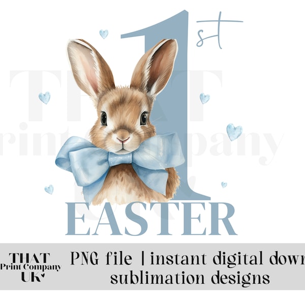 Baby's first Easter INSTANT DOWNLOAD, png, digital graphics, uvdft design sublimation uvdtf designs | Rabbit| egg hunt| boys 1st Easter