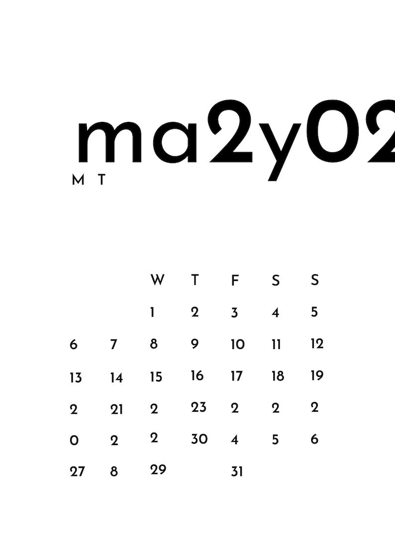 Mini Calendar 2024 / Monthly Calendar 2024 / 3x3 / Minimalist / Simple