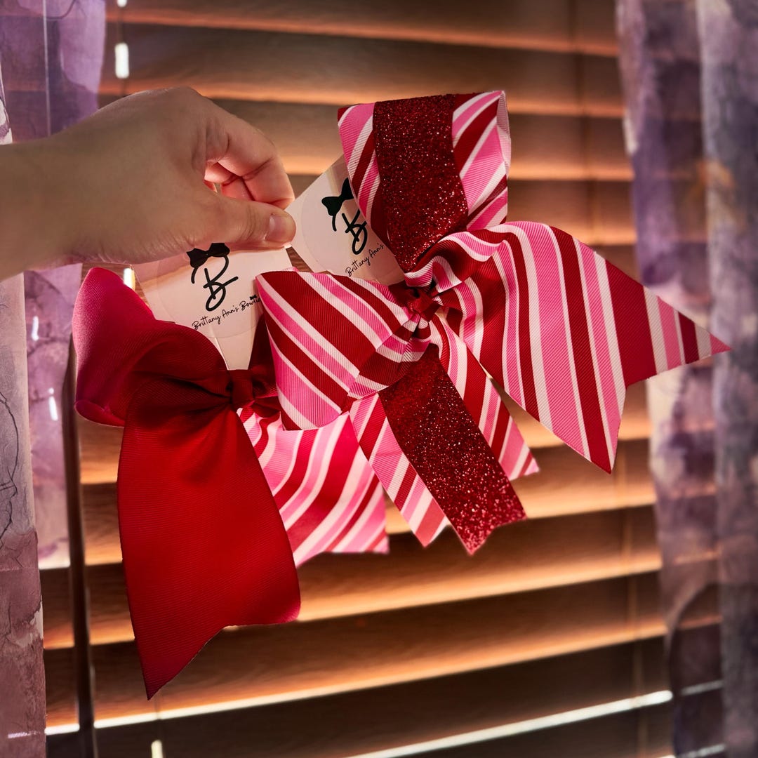 Assorted Pink White and Red Candy Cane Hair Bow Christmas Cheer Bow ...