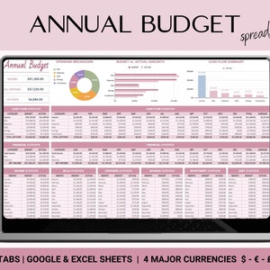 Annual Budget Spreadsheet | Google Sheets Budget Template | Annual Budget Template | Yearly Budget Excel | Excel Annual Budget Spreadsheet