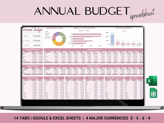 Excel Budget Template Excel Spreadsheet Excel Template Etsy 570x570