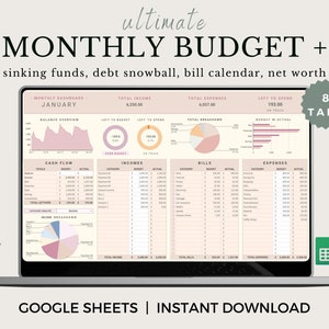 Monthly Budget Spreadsheet: Personal Finance Dashboard (Google Sheets)