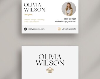 Modelo de cartão de visita minimalista | Cartão de visita Canva editável | Design de cartão de visita digital moderno