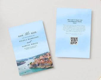 PORTO Wedding Invitation, Porto Save the Date, Destination Wedding Invitation Printable, Portugal Wedding, Portugal Wedding, Save the Date