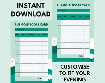 Pub Golf/bar Golf Score Card/template (instant Download) Printable