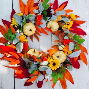 Herbstkranz für Haustür, Danksagungskranz, Herbsttürdekor, Herbstkranz, Haustürdekor, Herbstkranz, Herbstlaubkranz