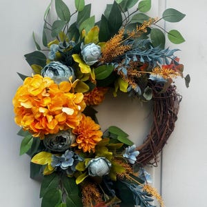 Fall Wreath for Front door ,Thanksgiving Wreath , Autumn Door Decor,Hydrangeas Wreath , Front door Decor, Dahlia Wreath, Peony  wreath