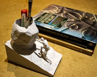 Sisyphus Marble-Style Statue Tabletop Pencil Holder