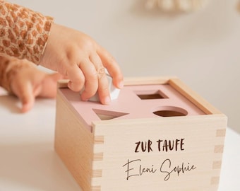 Christening gift, 1st birthday girl, christening gift girl, motor skills cube, 1st birthday gift, plug-in game, Montessori toy