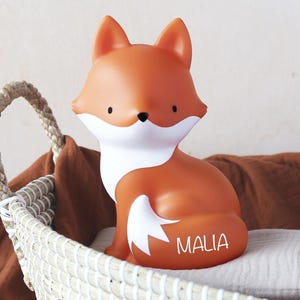 Personalisierte Spardose mit Namen Fuchs - Kinderzimmer Taufe | Geburtstag | Weihnachten Sparfuchs Sparbüchse Geldgeschenk