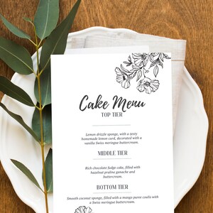 Bearbeitbare Hochzeitstorte Menü Vorlage, Hochzeitsvorlage, Hochzeitsschild Vorlage, Hochzeitskarten Box, Hochzeitskarte, Hochzeitszubehör, DIY Hochzeit
