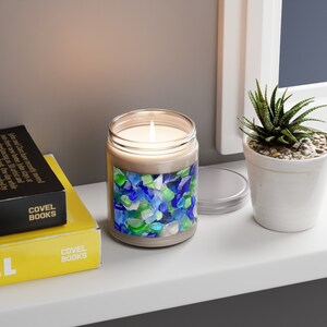 Scented Candles, 9oz with Beach Glass Imagery
