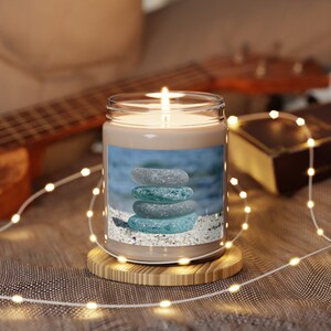 Scented Soy Candle, 9oz with Beach Glass Imagery