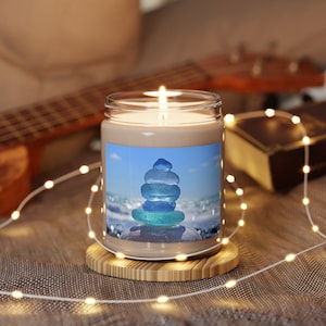 Scented Soy Candle, 9oz with Beach Glass Imagery