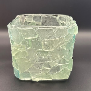 Lake Erie Beach Glass Candle Holder - Pale Blue