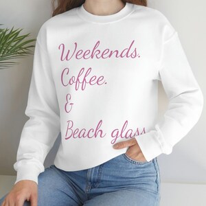 Weekends. Coffee. and Beach glass. - Unisex Heavy Blend Crewneck Sweatshirt