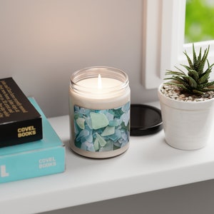 Scented Soy Candle, 9oz with Beach Glass Imagery
