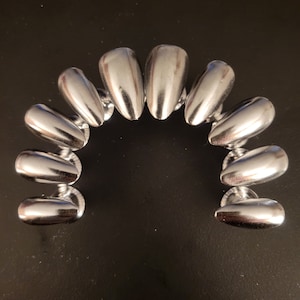 Silver Chrome Almond Shaped Press-on Nails