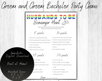 Gay Bachelor Party Game, Husbands to Be, Scavenger Hunt, Printable Bachelor Game, Gay Wedding, Two Grooms Bachelor Party, LGBTQ Bachelor