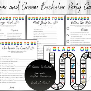 Gay Bachelor Party Games, Husbands to Be, Gay Wedding Shower Games, Two Grooms Bachelor Party, LGBTQ Bachelor party game