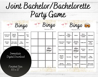 Joint Bachelor/Bachelorette Party Game, Jack and Jill Party, Bingo, Co-ed bachelor/bachelorette party, Couple&#39;s Party Game