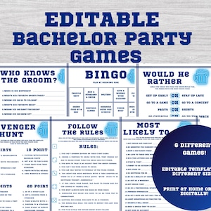 EDITIERBARE Junggesellenparty Spiele, Stag Do Spiele, Trinkspiele, Wer kennt den Bräutigam, Bingo, Schnitzeljagd, Junggesellenabschied bearbeitbare Spiele