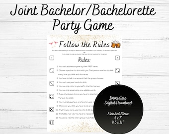 Joint Bachelor/Bachelorette Party Game, Jack and Jill Party, Co-ed bachelor/bachelorette party, Follow the Rules, Couple&#39;s Bachelor Game